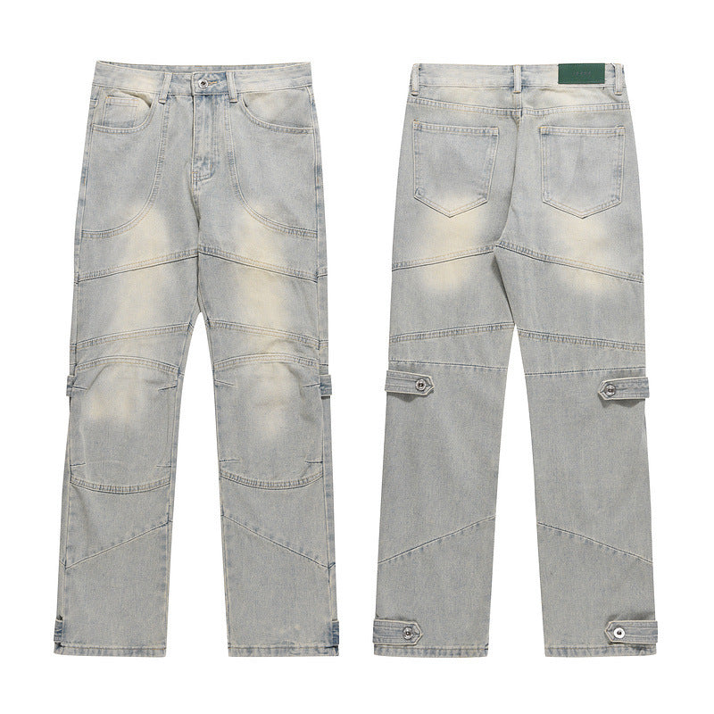 Men's Worn Straight Loose Casual Jeans