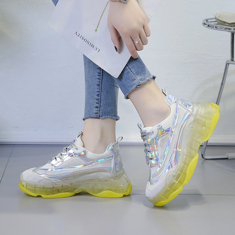 Laser daddy shoes women new colorful crystal