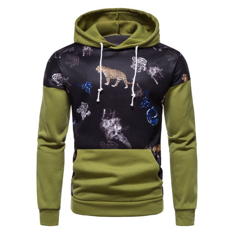 Men's Ouma Print Hedging Youth Casual Hooded Sweater Jacket