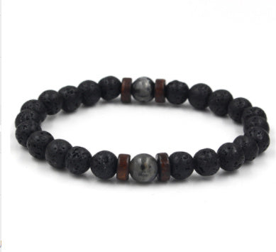 Personality Men's Black Volcanic Stone Bracelet