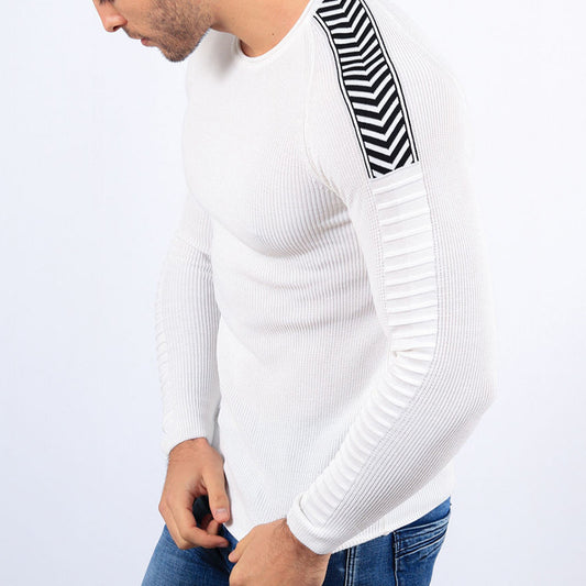 Men's Sweater With Collar And Hem Knitted Sweater