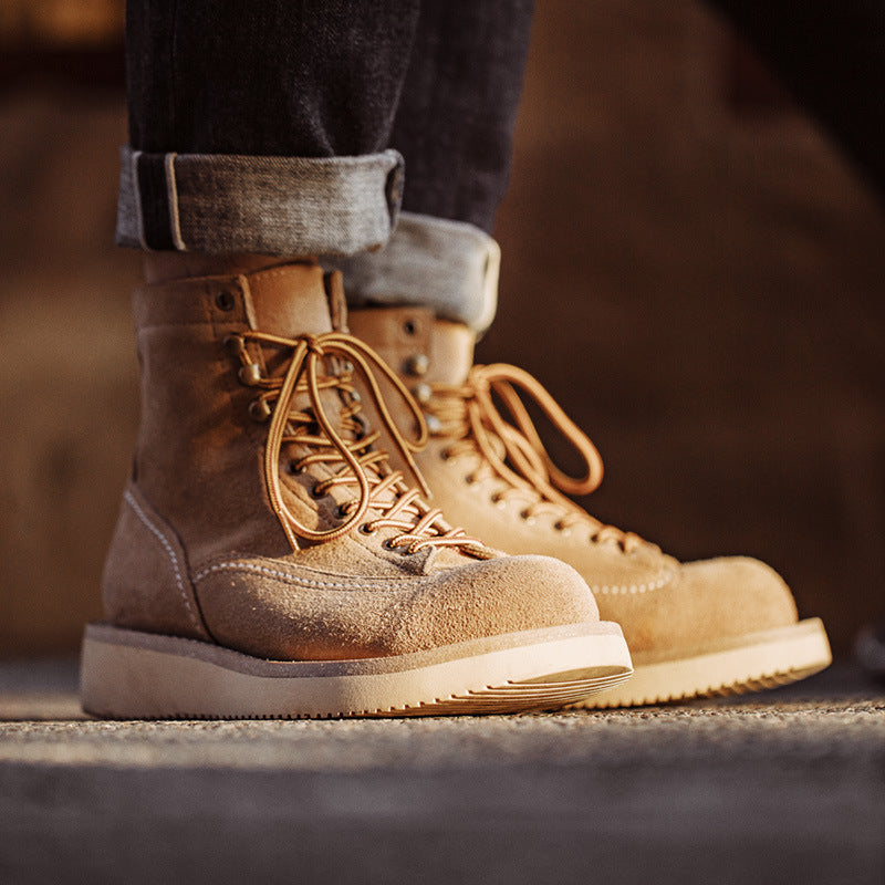 Retro American Mid-top Suede Leather Boots