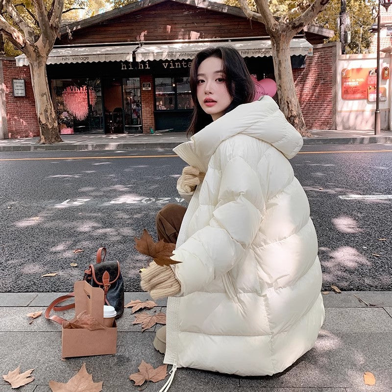 Women's Cotton-padded Clothes Winter Mid-length 90 White Duck Down Korean Style Sense Of Design Small Thick Warm Jacket