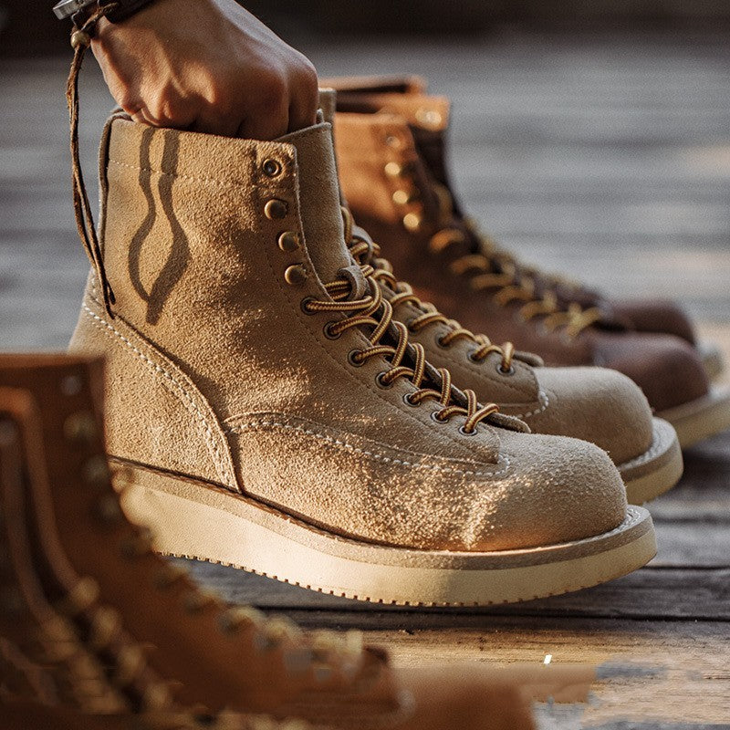 Retro American Mid-top Suede Leather Boots