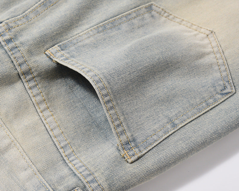 Men's Worn Straight Loose Casual Jeans