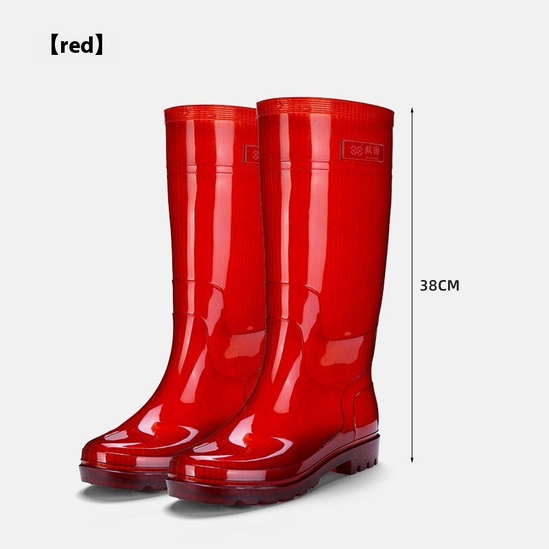 Men's Knee-high Rain Boots Non-woven Jelly Non-slip Wear-resistant Rubber Shoes