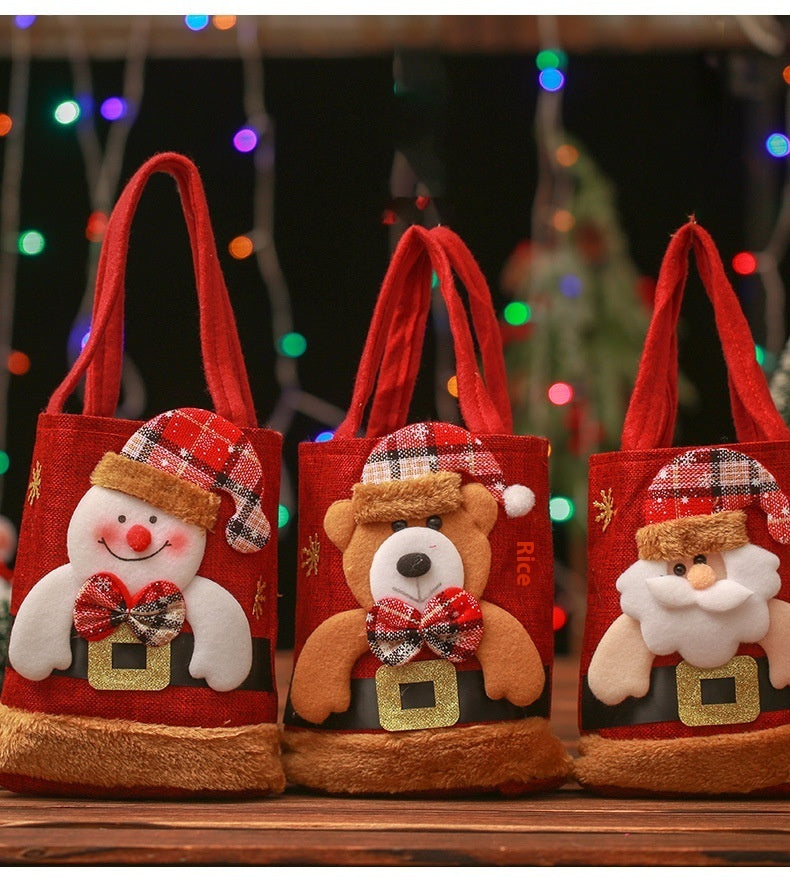 Christmas Candy Gift Tote Bag For Kids Funny Creative Santa Claus Elk Snowman Bear Handbag Small Christmas Tree Decoration Bags