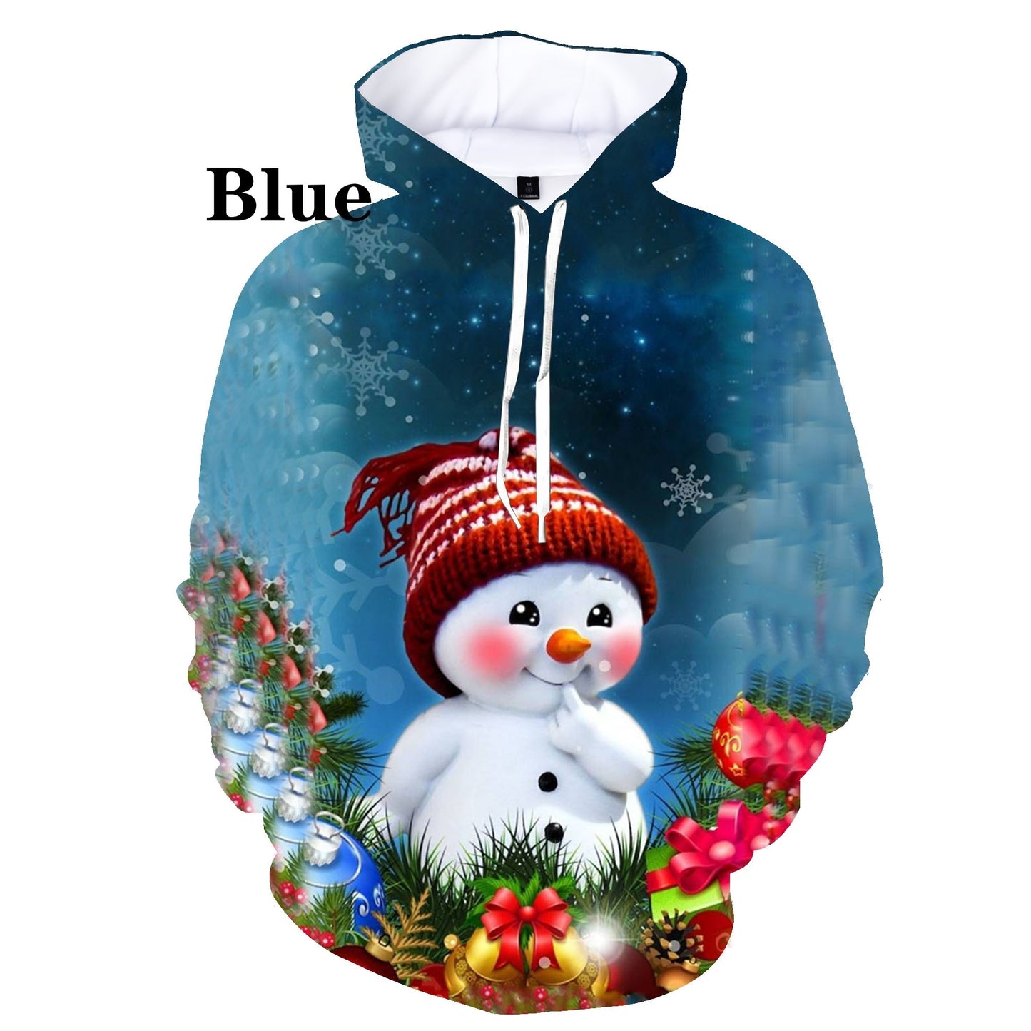 Christmas 3D Digital Print Casual Loose Fit Hooded Pullover Sweatshirt