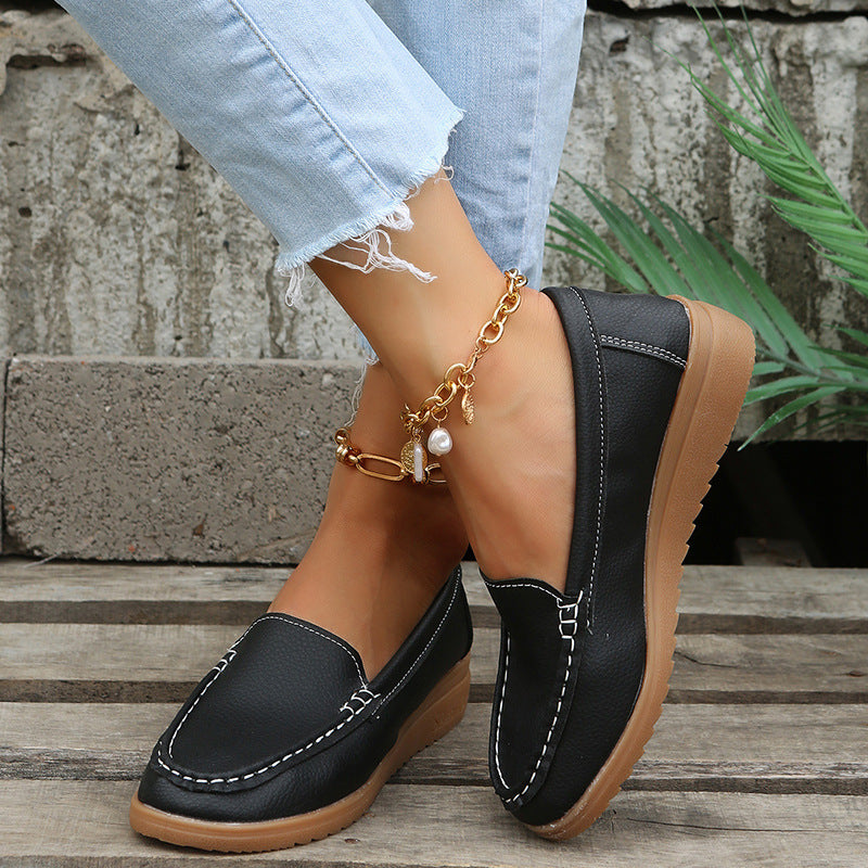 Flats Shoes Women Pu Leather Laofers