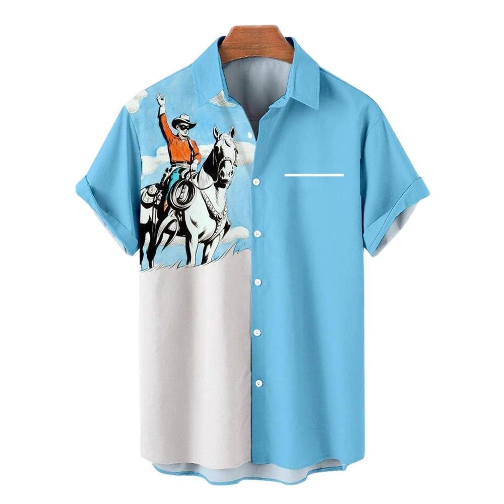 Men's Beach Hawaiian Print Short Sleeve Shirt