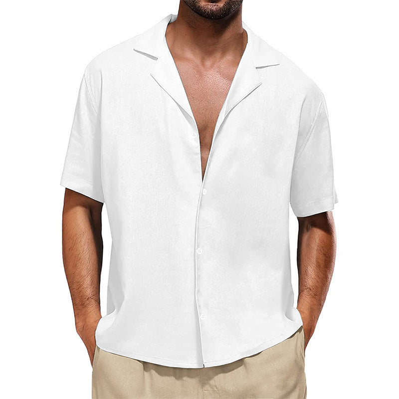 Men's Casual Lapel Loose Short Sleeves