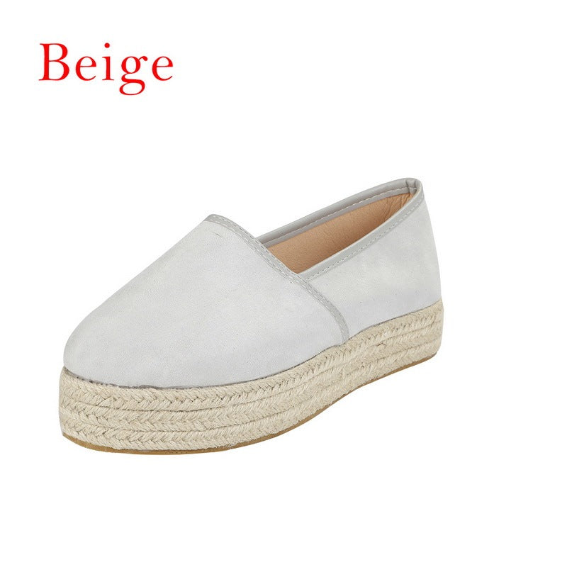 Women hemp platform shoes laofers girl slip