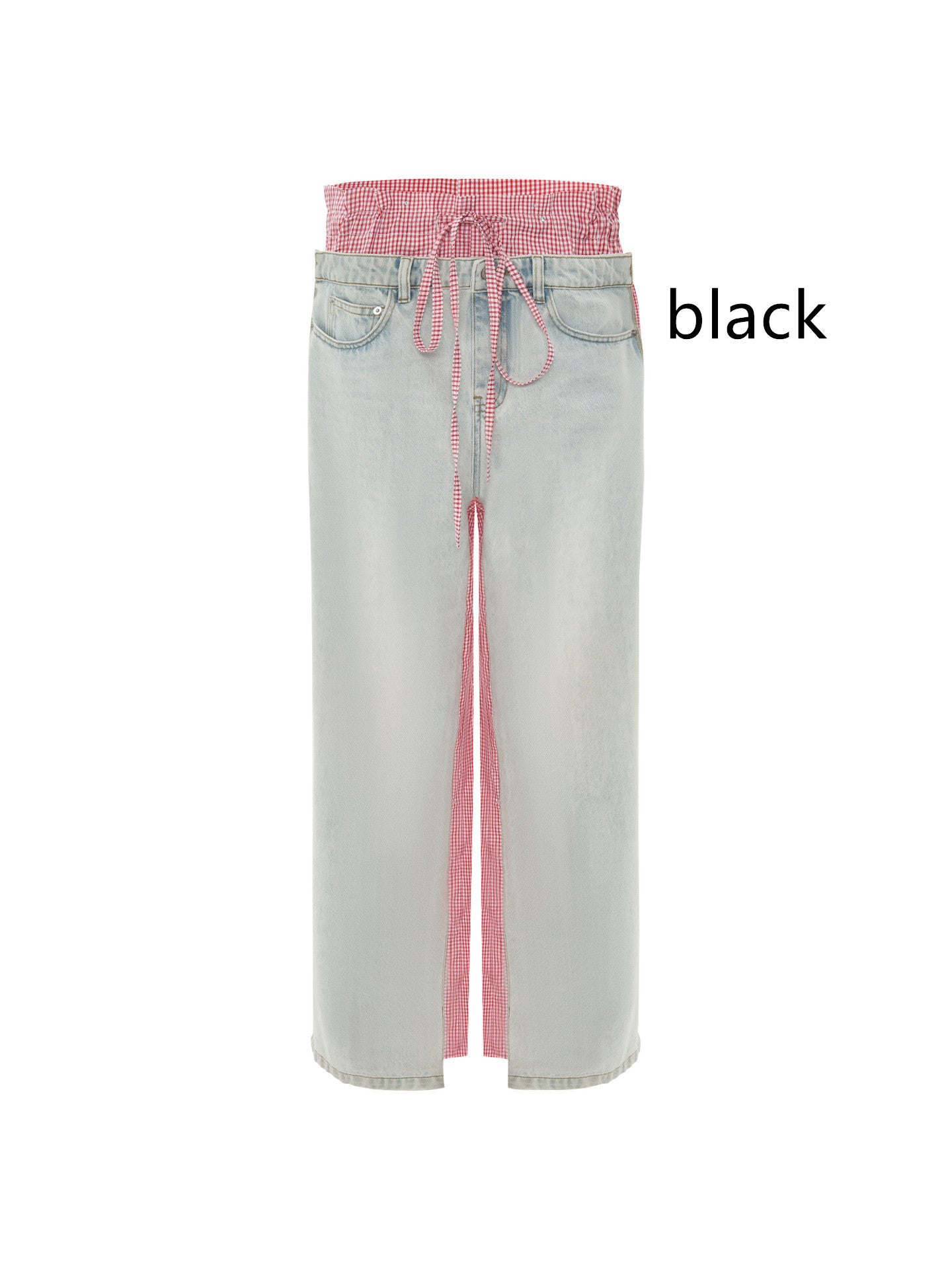 Patchwork Jeans Pink Plaid Women's Clothing