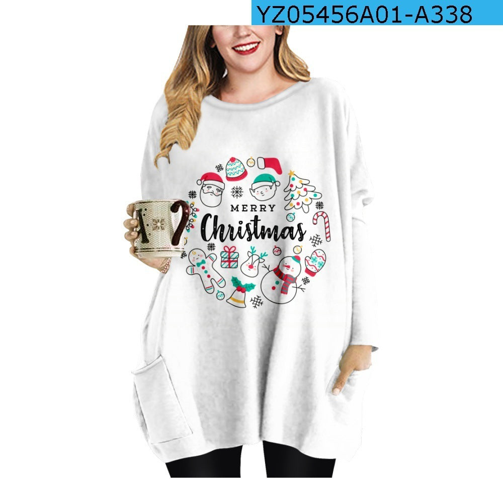 Long Christmas Snowflake Element Round Neck Dress