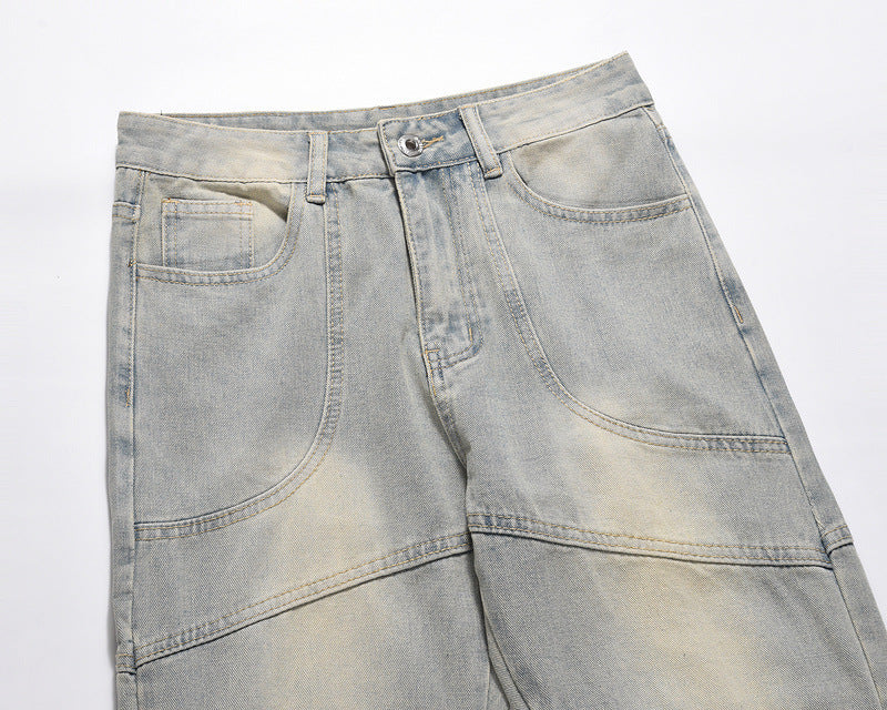 Men's Worn Straight Loose Casual Jeans