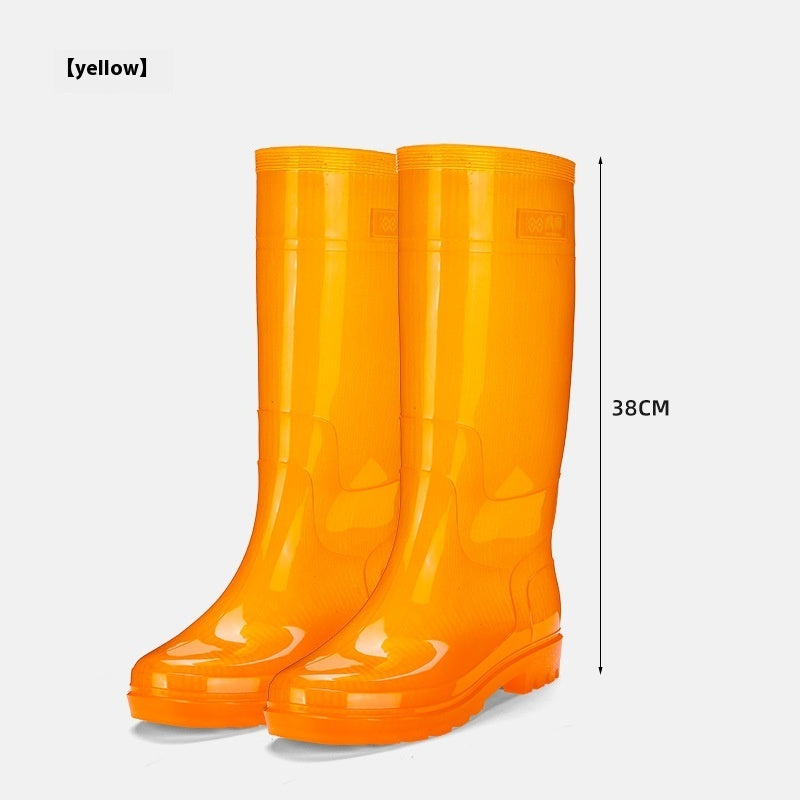 Men's Knee-high Rain Boots Non-woven Jelly Non-slip Wear-resistant Rubber Shoes