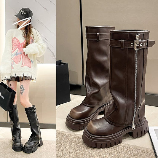 Western Style Raise The Bottom Brown Boots For Women