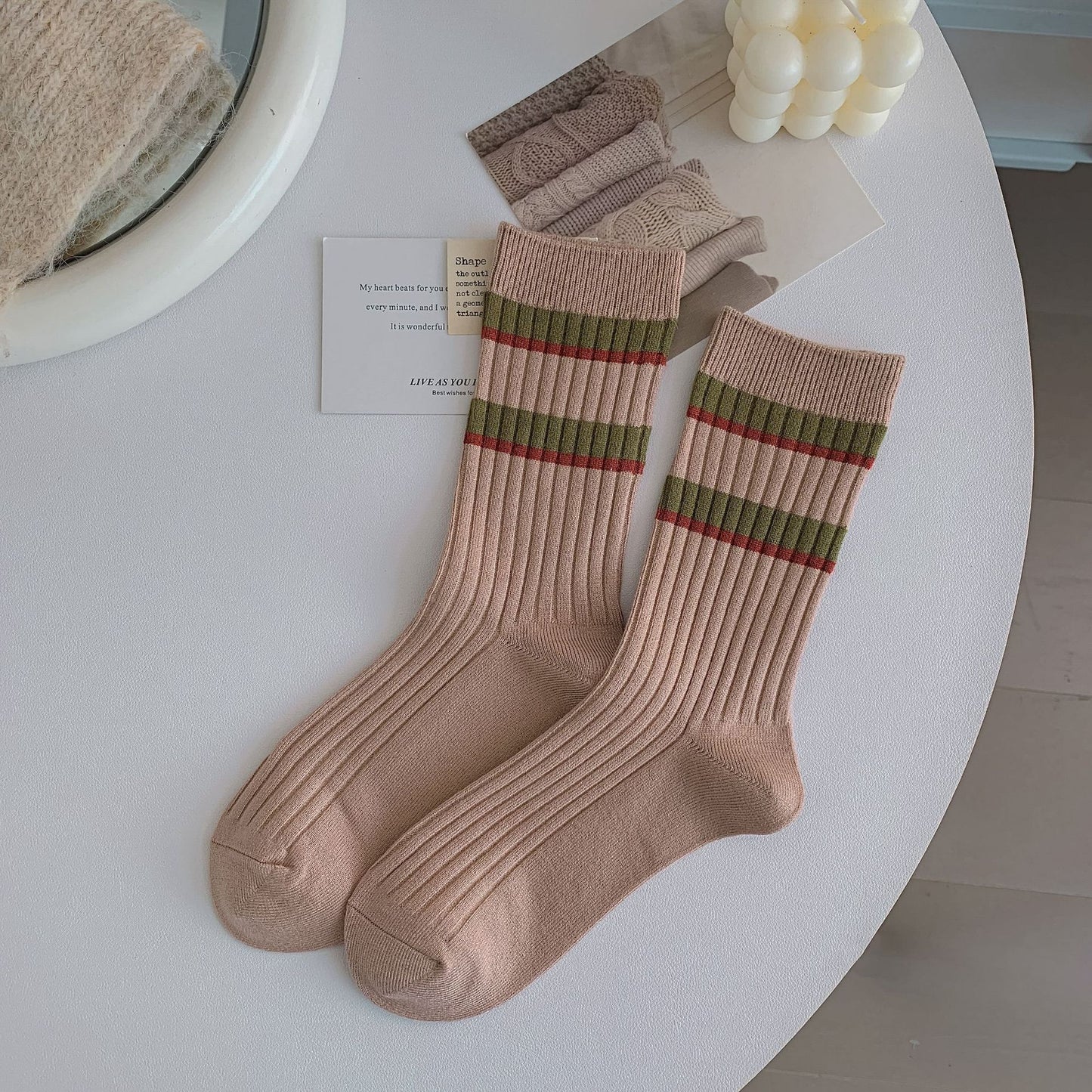 Retro Women Korean Style Warm Fleece Comfortable Skin-friendly Tube Socks