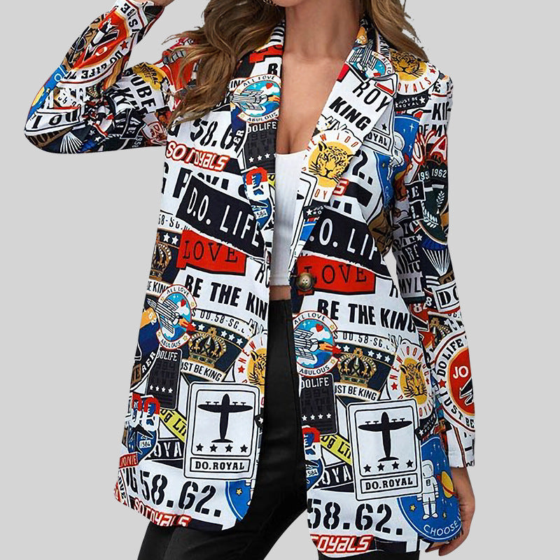 Printed Casual Printed Small Suit Jacket Women's Fashion Clothing