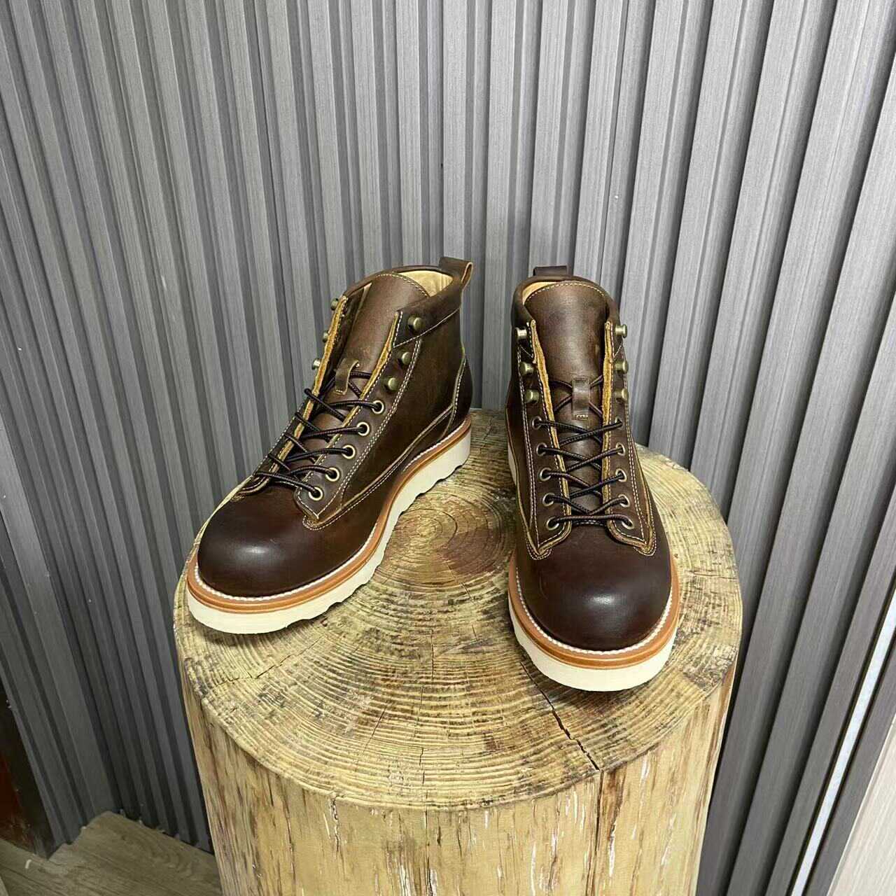 Retro Style Worker Boot Men's High-top Leather Motorcycle Boots