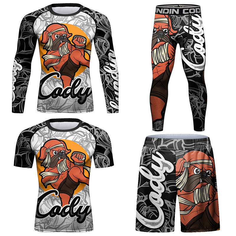 Men's Tights Sportswear Printed Breathable Stretch Tight Pattern Exquisite Outdoor All-matching Clothing