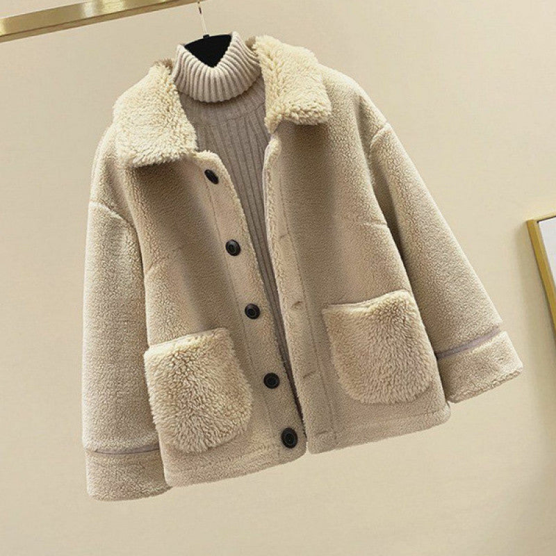 Lamb Wool Fur Sweater Casual Pants Three Piece Set Fashion Suit Women