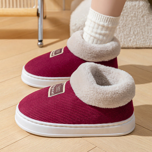 Winter Cotton Slippers Women's Warm Postpartum Confinement Shoes Home Comfort