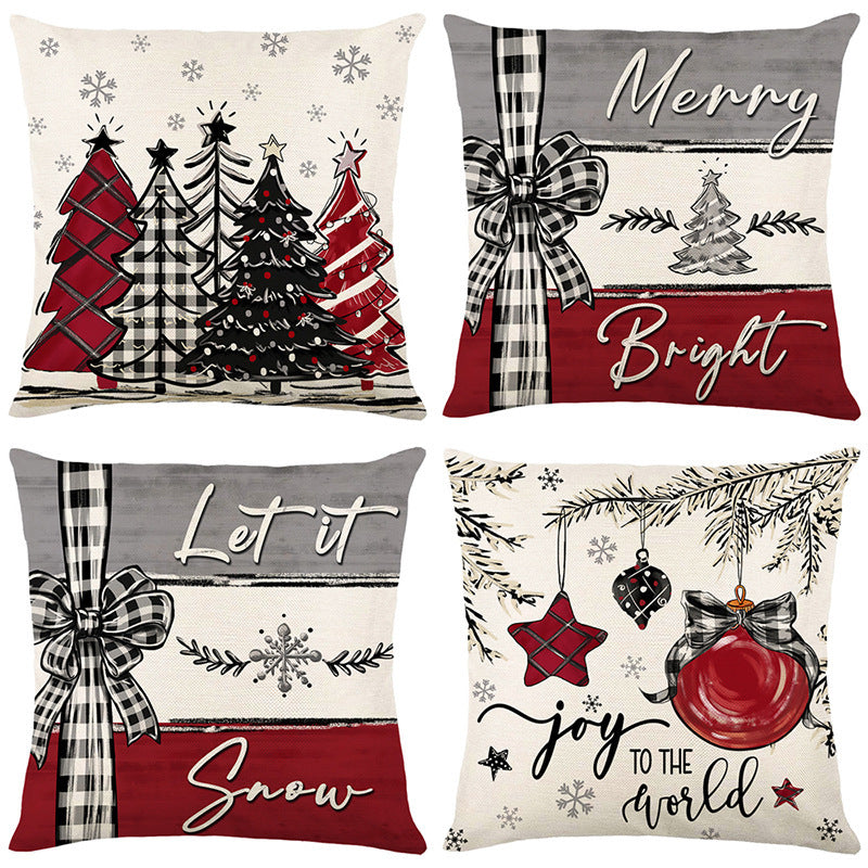 Christmas Cushion Cover Pillowcase Merry Christmas Decor For Home 2024 Xmas Ornament Happy NewYear Gift