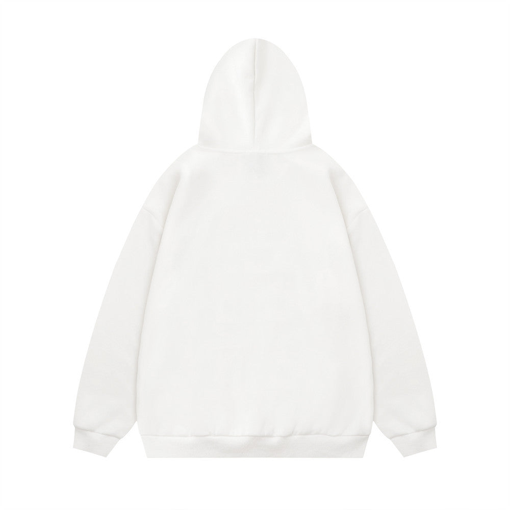 Letter Printed Loose Pullover Hooded Men