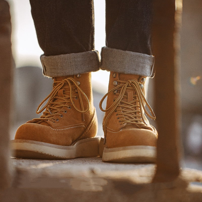 Retro American Mid-top Suede Leather Boots