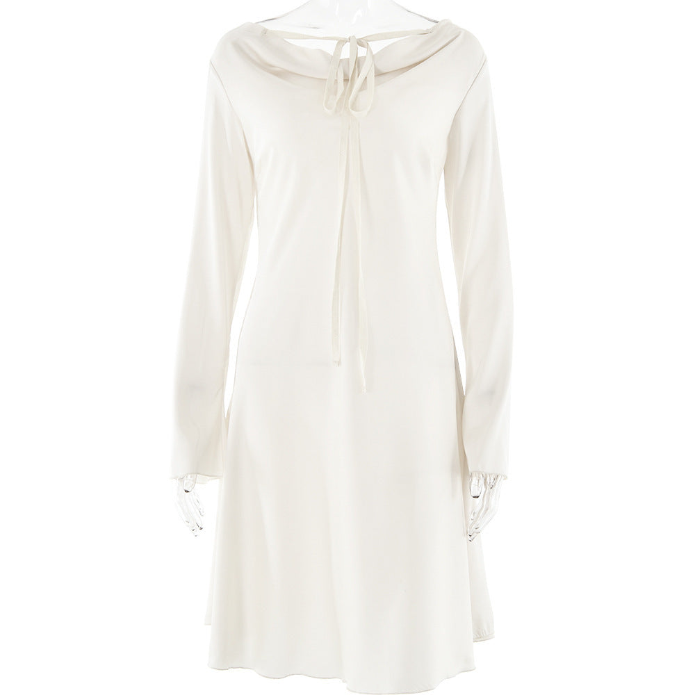 Round Neck Tied Long Sleeves Dress