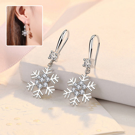 Temperament Snowflake Earrings With Rhinestones Fashion Personalized Christmas Earrings For Women Jewelry