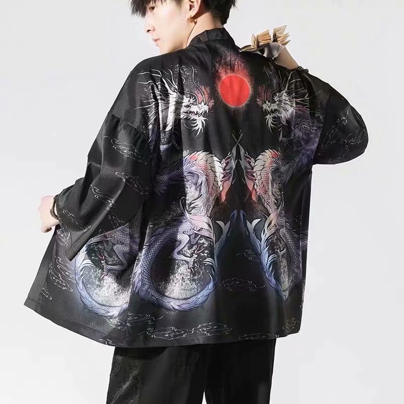 Trendy Loose Chinese Style Three-quarter Sleeve Cardigan Robe