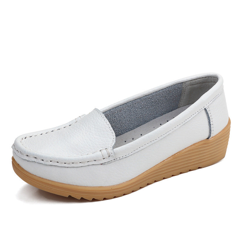 Nurse Shoes Women White Cowhide Wedges