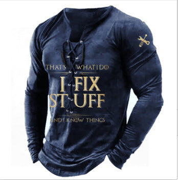 Sports Long Sleeve Men's Clothing Print Top