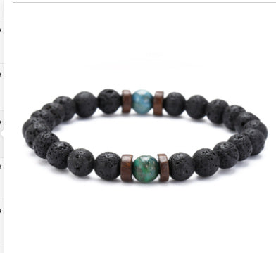 Personality Men's Black Volcanic Stone Bracelet