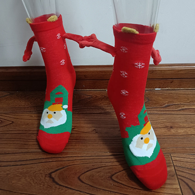 Christmas Stockings Autumn Winter Cotton Magnet Lodestone Hand Tube Socks