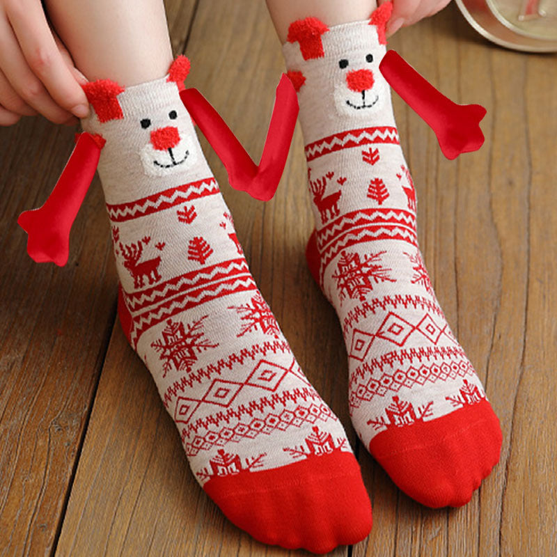 Christmas Stockings Autumn Winter Cotton Magnet Lodestone Hand Tube Socks