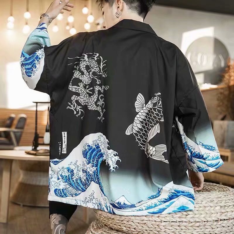 Trendy Loose Chinese Style Three-quarter Sleeve Cardigan Robe