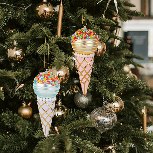 Simulation Ice Cream Christmas Tree Decorative Glass Pendant