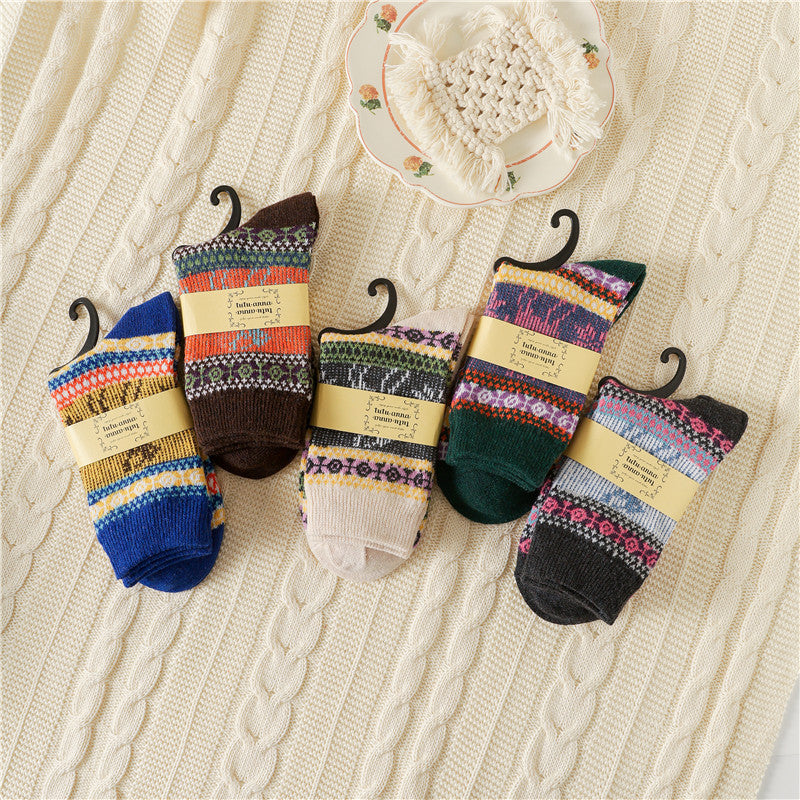 Men's And Women's Autumn And Winter Thickening Thermal Middle Tube Angora Wool Socks