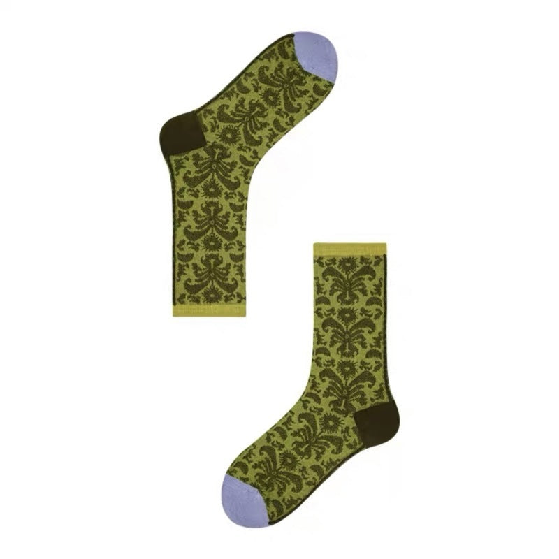 Printed Roll Grass Pattern Mid-calf Socks