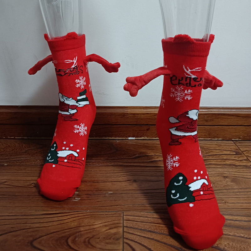 Christmas Stockings Autumn Winter Cotton Magnet Lodestone Hand Tube Socks