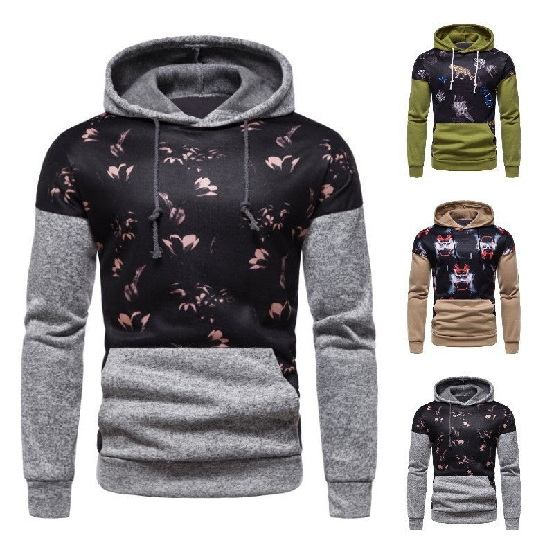 Men's Ouma Print Hedging Youth Casual Hooded Sweater Jacket