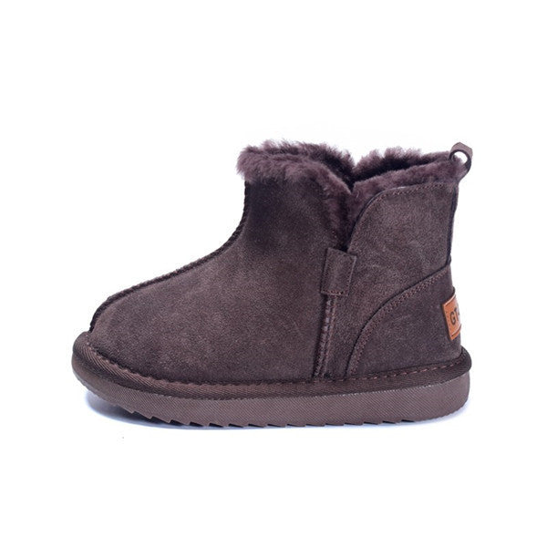 New Winter Children Snow Boots Genuine Leather Wool Girls Boots Plush Boy Warm Shoes Fashion Kids Boots Baby Toddler Shoes