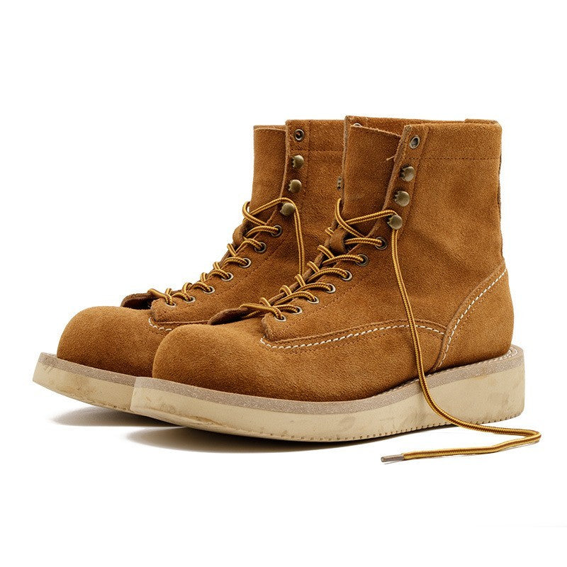 Retro American Mid-top Suede Leather Boots