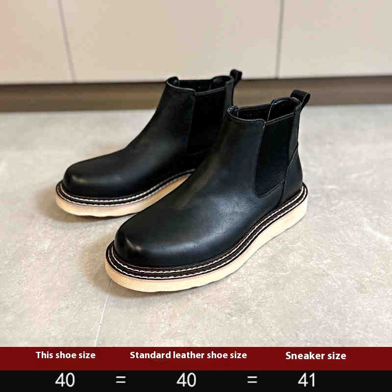 Men's Leather Platform High-top Leather Shoes Martin Boots