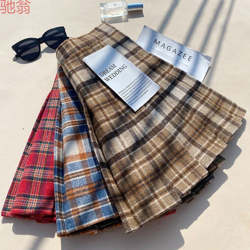 Plaid Pleated Skirt For Women, Autumn And Winter A-line