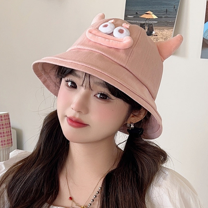 Funny Devil Horn Bucket Hat Korean Style