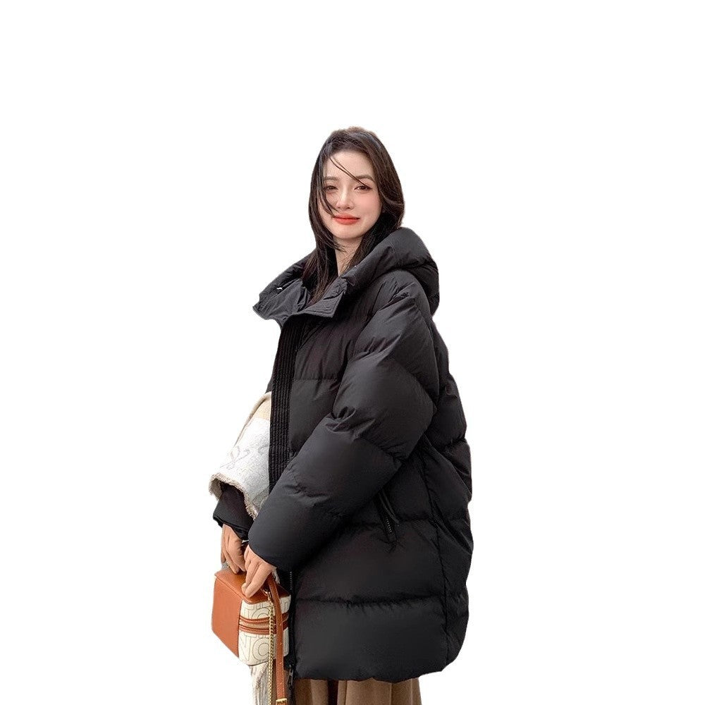 Women's Cotton-padded Clothes Winter Mid-length 90 White Duck Down Korean Style Sense Of Design Small Thick Warm Jacket